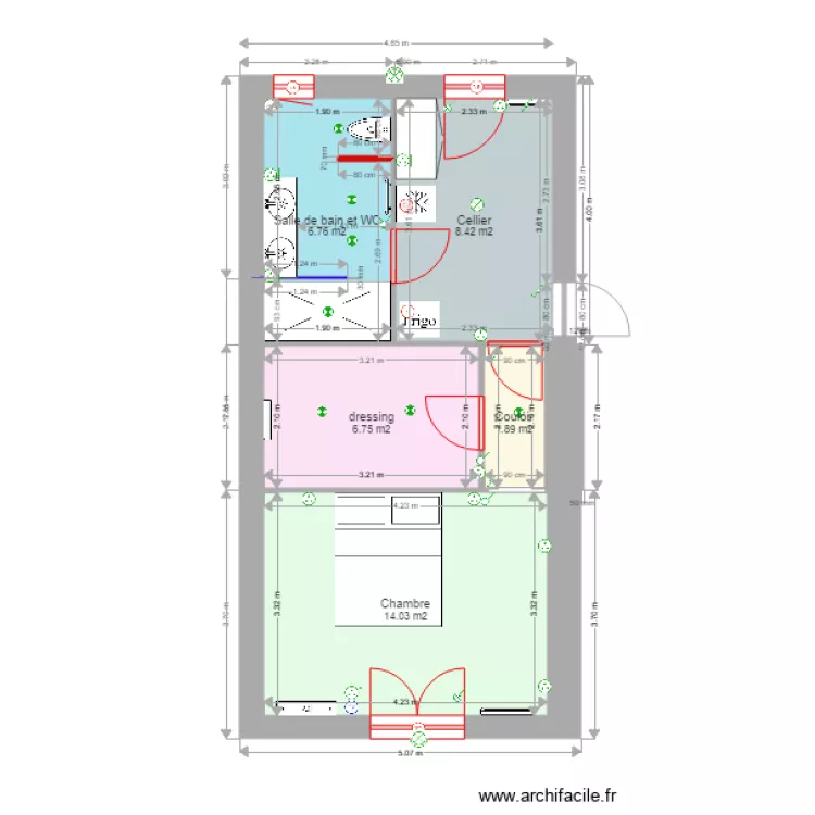 extension 4 pi&egrave;ces 38m hab 30 mai. Plan de 