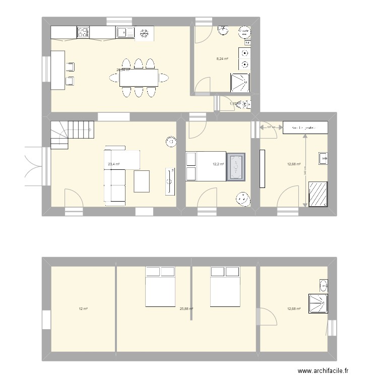 Petite Maison Vernay. Plan de 9 pièces et 135 m2