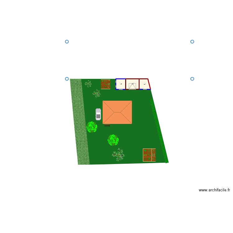 Coupe Vue SUD. Plan de 3 pièces et 39 m2