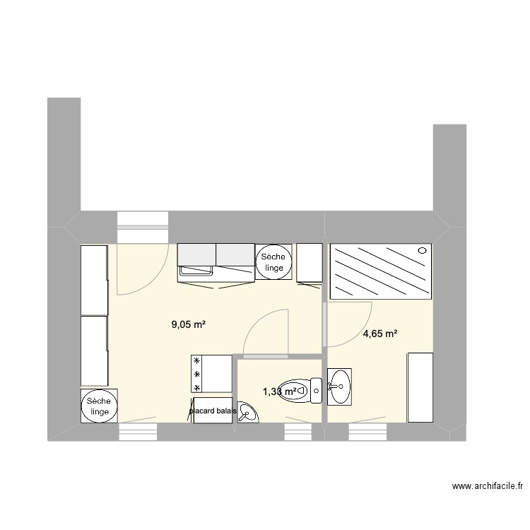 arrière cuisine salle de bain WC. Plan de 0 pièce et 0 m2