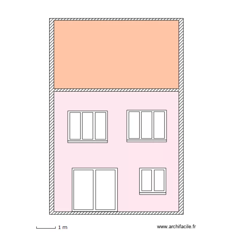 Facade_arriere_projet_fenetre_et_baie_coulissante. Plan de Facade_arriere_projet_fenetre_et_baie_coulissante. Plan de