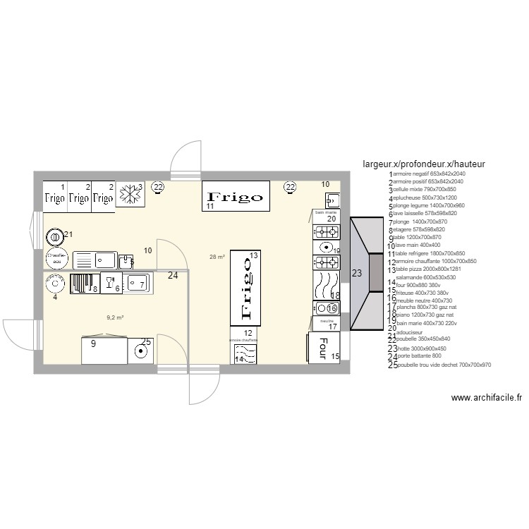 champs a assiette A HEM. Plan de 2 pièces et 37 m2