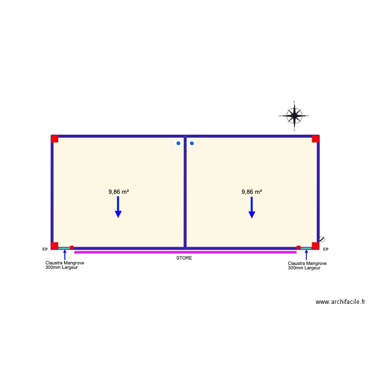 BLOCH QUARTEIRA. Plan de 2 pièces et 20 m2