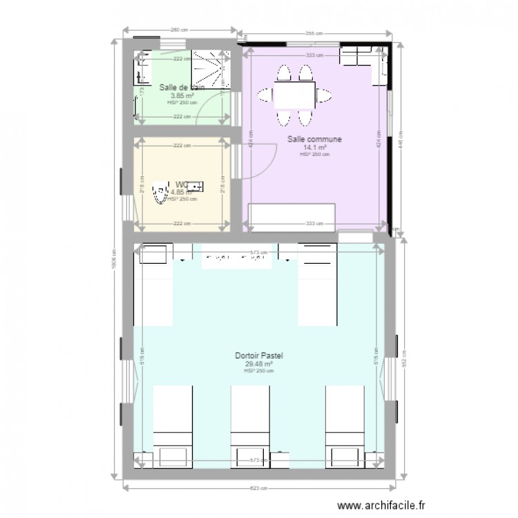 Dortoirss. Plan de 0 pièce et 0 m2