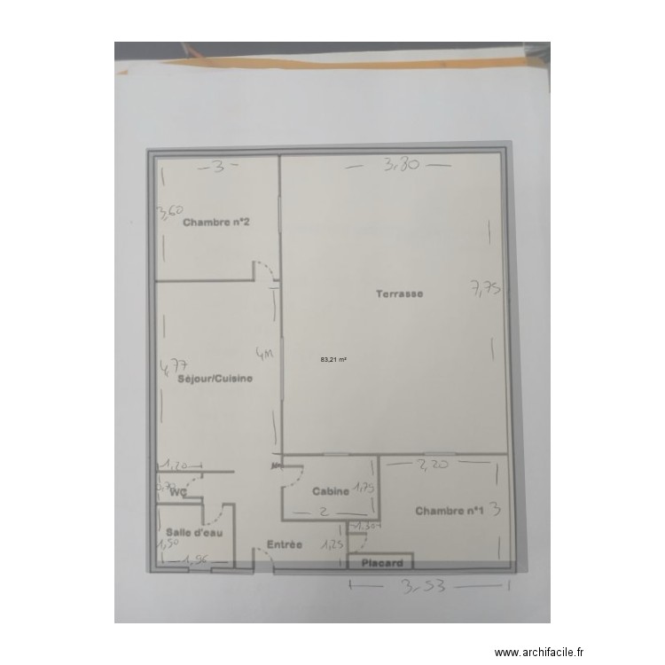 plan nico. Plan de 1 pièce et 83 m2