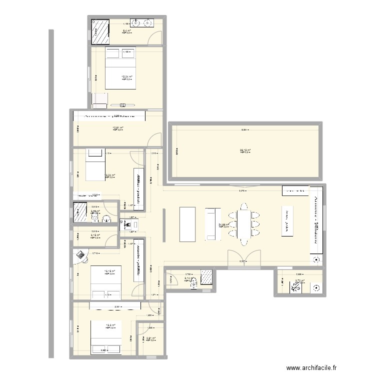 ESTRUCTURA. Plan de 13 pièces et 169 m2