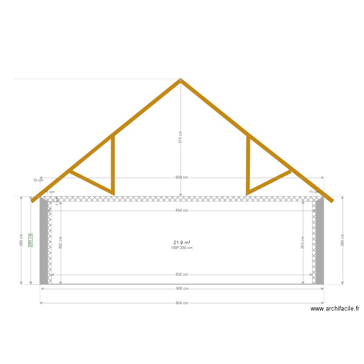 plan coupe anais. Plan de 1 pièce et 22 m2