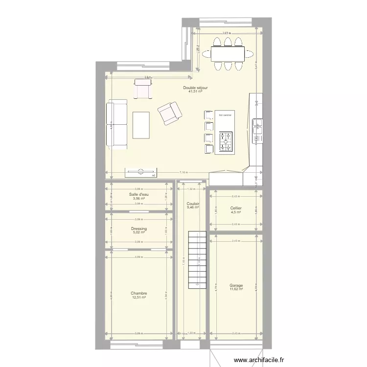 rdc maison avec espace. Plan de 