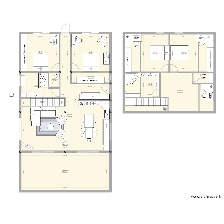 vuaz4. Plan de 19 pièces et 224 m2