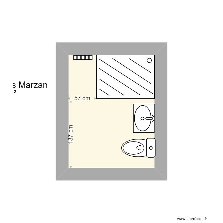  Future Salle de bain Marzan. Plan de 1 pièce et 4 m2