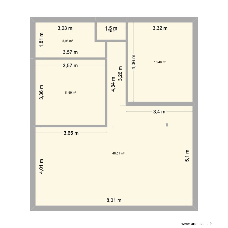 FUVEAU RDC. Plan de 5 pièces et 73 m2