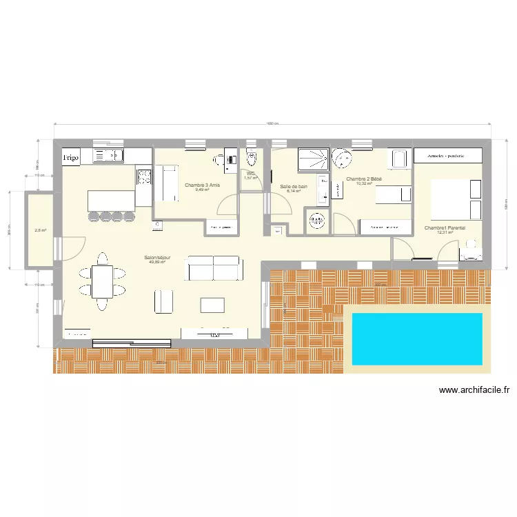 Maison am&eacute;nager V1. Plan de 