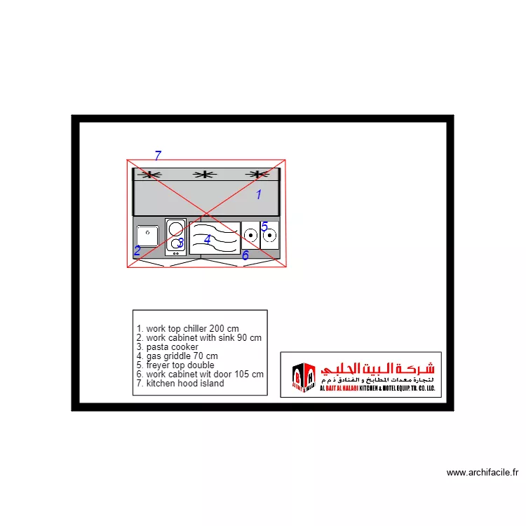 kitchen island villa. Plan de 