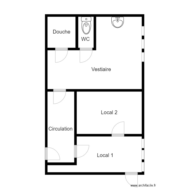 vestiaire magasin general petro. Plan de 6 pièces et 58 m2