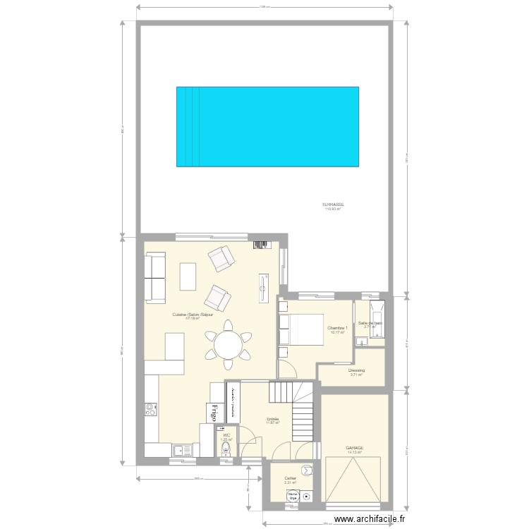 TENTATIVE RDC SUR TERRAIN. Plan de 0 pièce et 0 m2