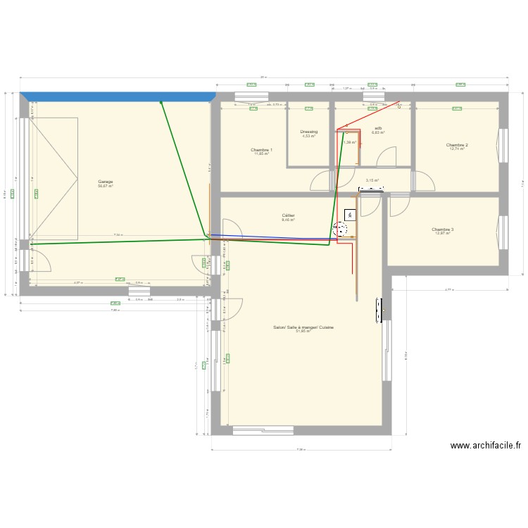 plomberie. Plan de 10 pièces et 172 m2