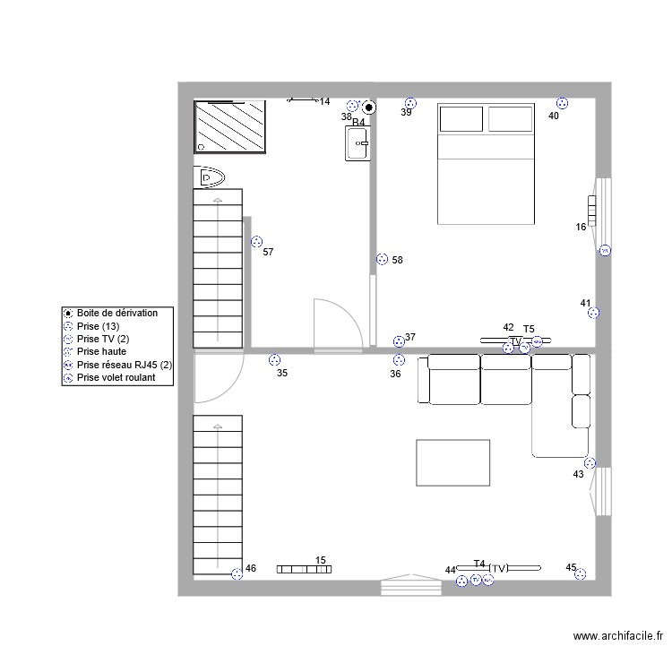 channel log 1Etage1 pc. Plan de 4 pièces et 51 m2