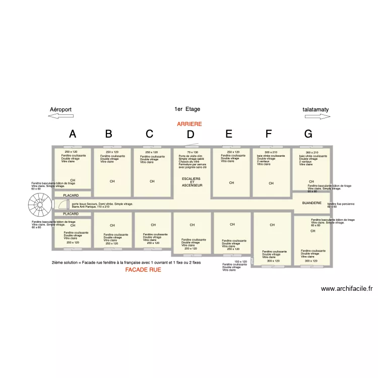 Ouvertures Chambres 1er ET. Plan de 