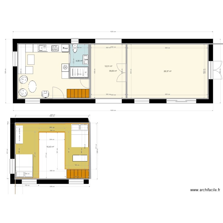 Maison 70m2. Plan de 5 pièces et 131 m2