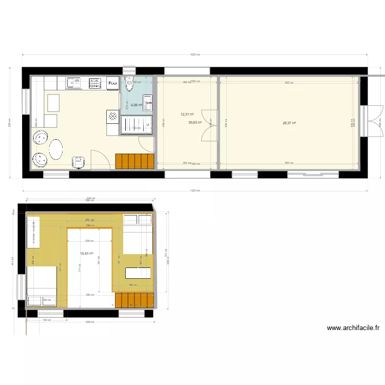 Maison 70m2. Plan de 