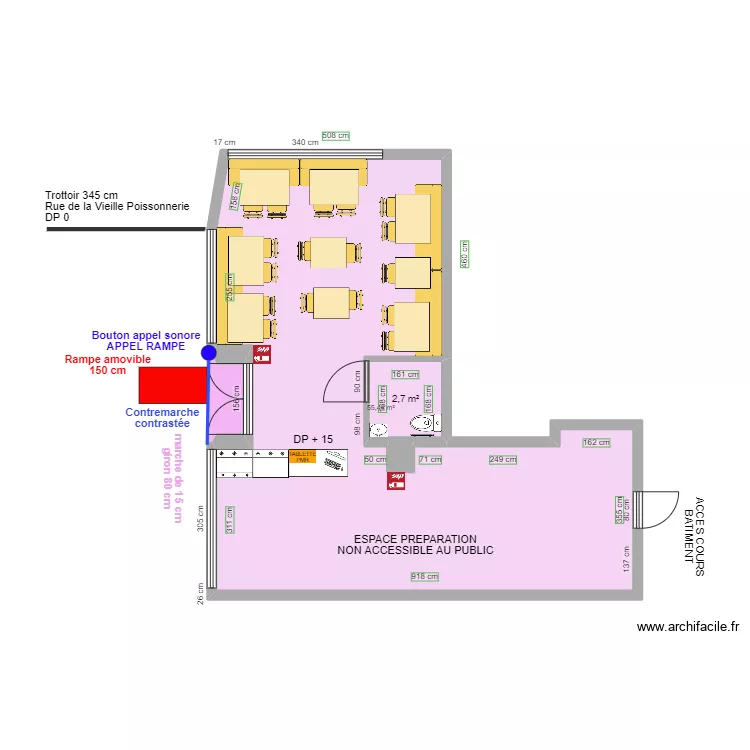 Ô CHICKEN CHEESE APRES TRAVAUX. Plan de Ô CHICKEN CHEESE APRES TRAVAUX. Plan de