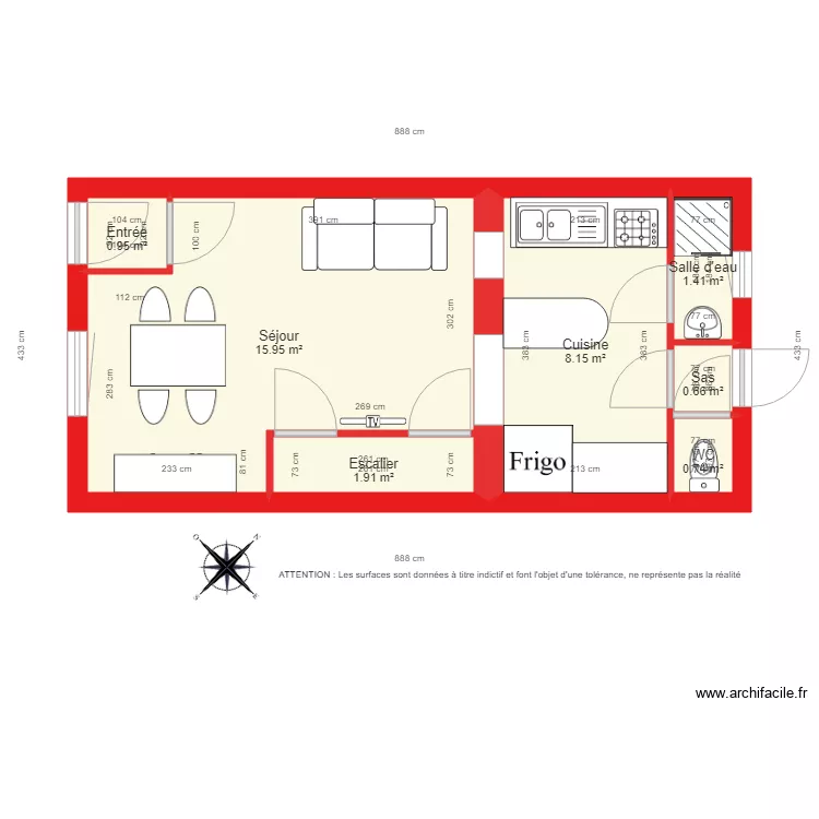 BI 1610 rdc cot&eacute;. Plan de 