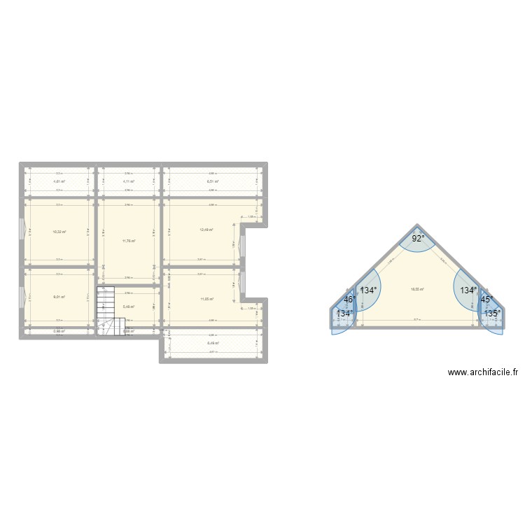 Bassand . Plan de 20 pièces et 190 m2