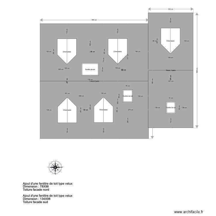 DP4 plan du toit modifié. Plan de 0 pièce et 0 m2