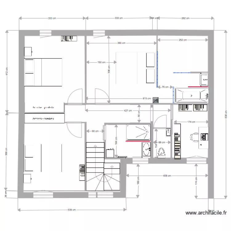 maison &eacute;tage fini. Plan de 