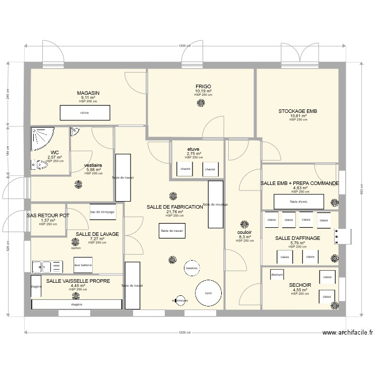 GAEC DE LA MOULIERE 6. Plan de 14 pièces et 100 m2