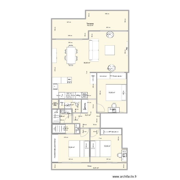 Pornichet T4 BaseV2. Plan de 11 pièces et 100 m2