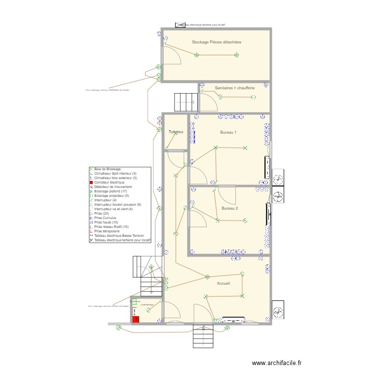 Bureaux Givry RDC electricité 240520. Plan de 0 pièce et 0 m2