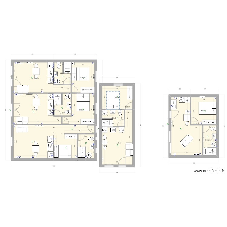 Plan maison. Plan de 13 pièces et 143 m2