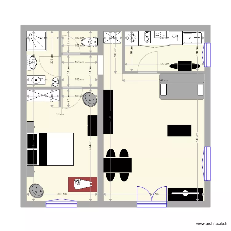 GABRIELLO Logement T2. Plan de 