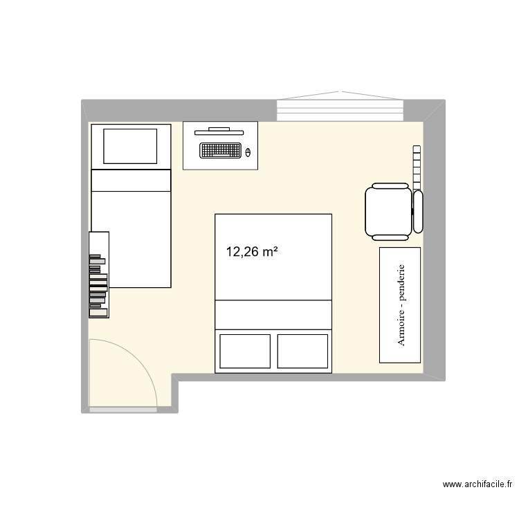 Chambre3. Plan de 1 pièce et 12 m2