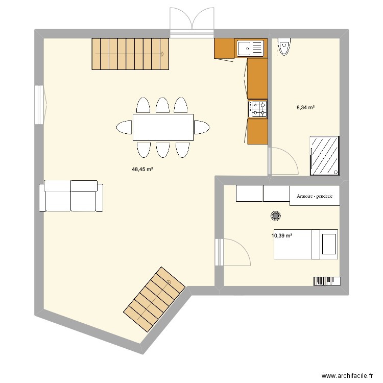 maison agrandissement 3 chambre. Plan de 7 pièces et 203 m2