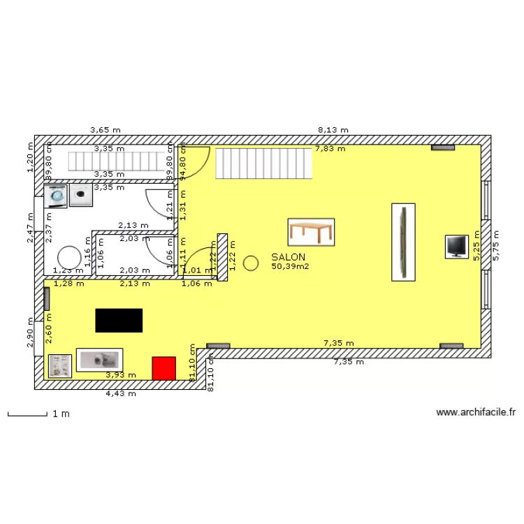 1 étage coté. Plan de 1 étage coté. Plan de