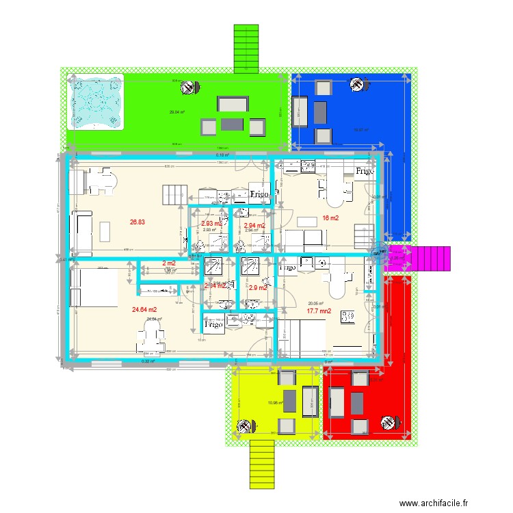 plan appart sdb 3 m2 centrées . Plan de 0 pièce et 0 m2