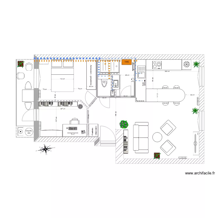 Chloe Fab 1d gravitaire sauf douche. Plan de 