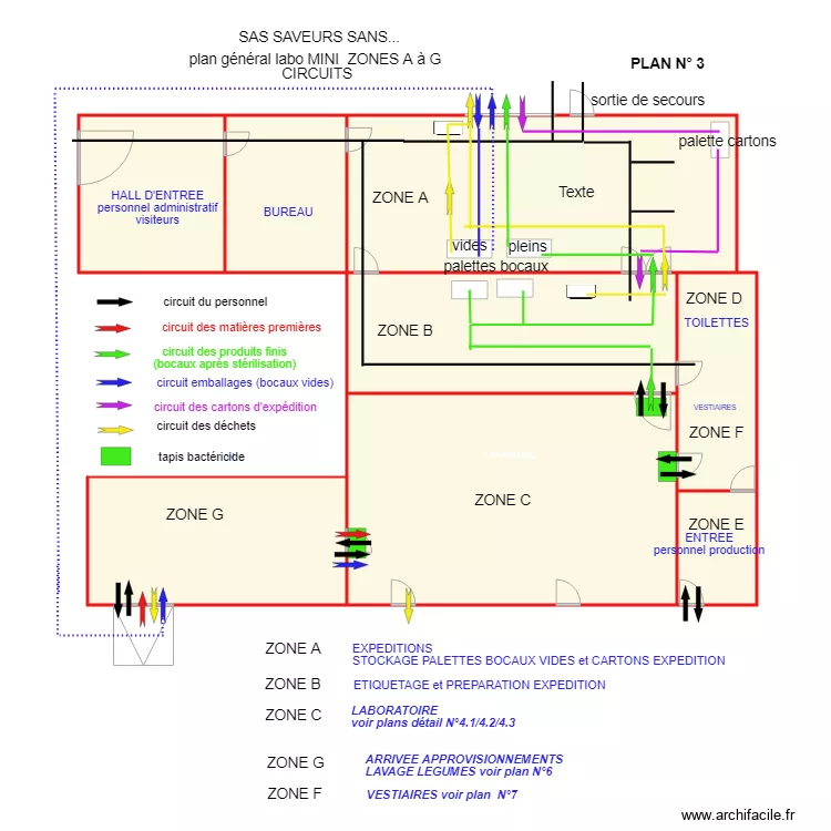 plan 3 Zones A &agrave; G  CIRCUITS 190219. Plan de 