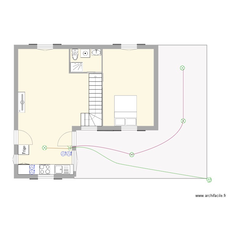 dan. Plan de 0 pièce et 0 m2