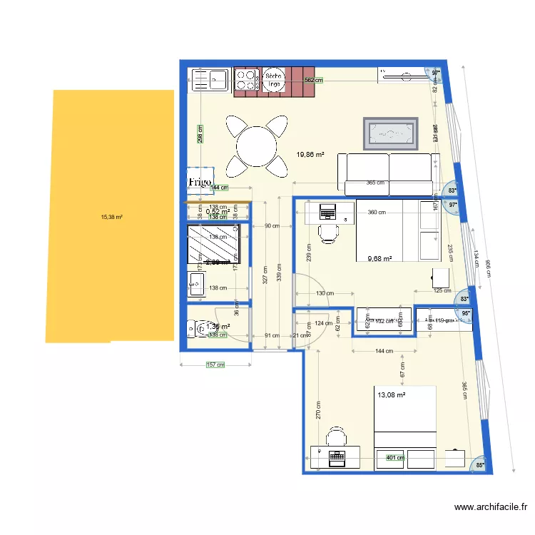 appartement rte Lod&egrave;ve V5. Plan de 