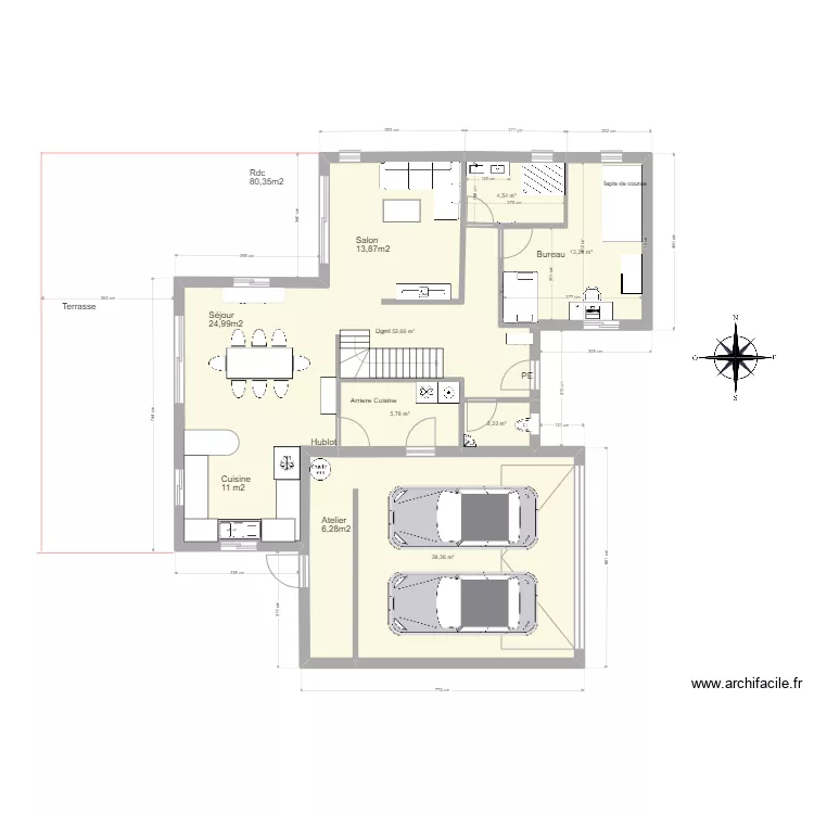 Plan sdb rdc V5. Plan de 