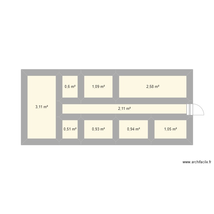 EDV 3 PAI. Plan de 9 pièces et 13 m2