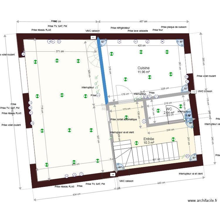 RDC Electricite. Plan de 0 pièce et 0 m2