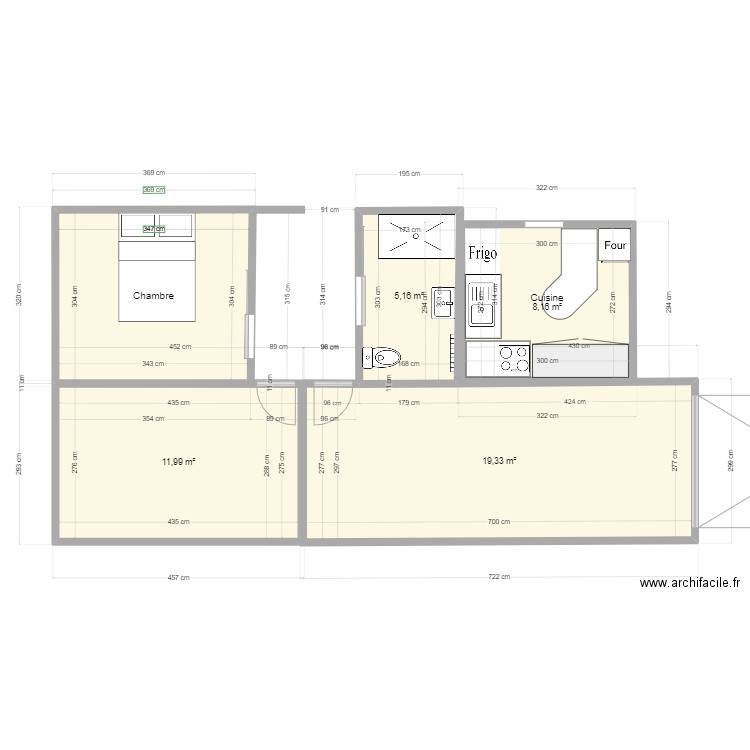 WAC 2 aménag Armelle. Plan de 5 pièces et 55 m2