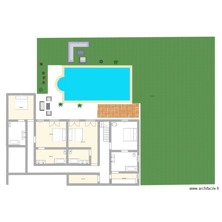 etage. Plan de 6 pièces et 71 m2