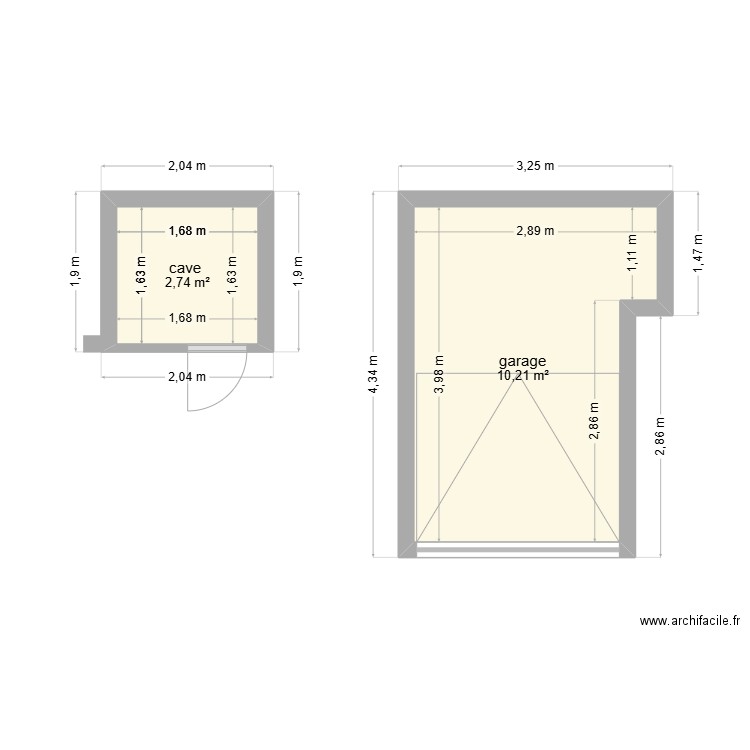 salle de bain. Plan de 2 pièces et 13 m2