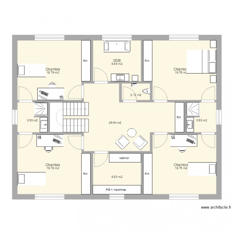 Maison Etage 22 11x14. Plan de 0 pièce et 0 m2