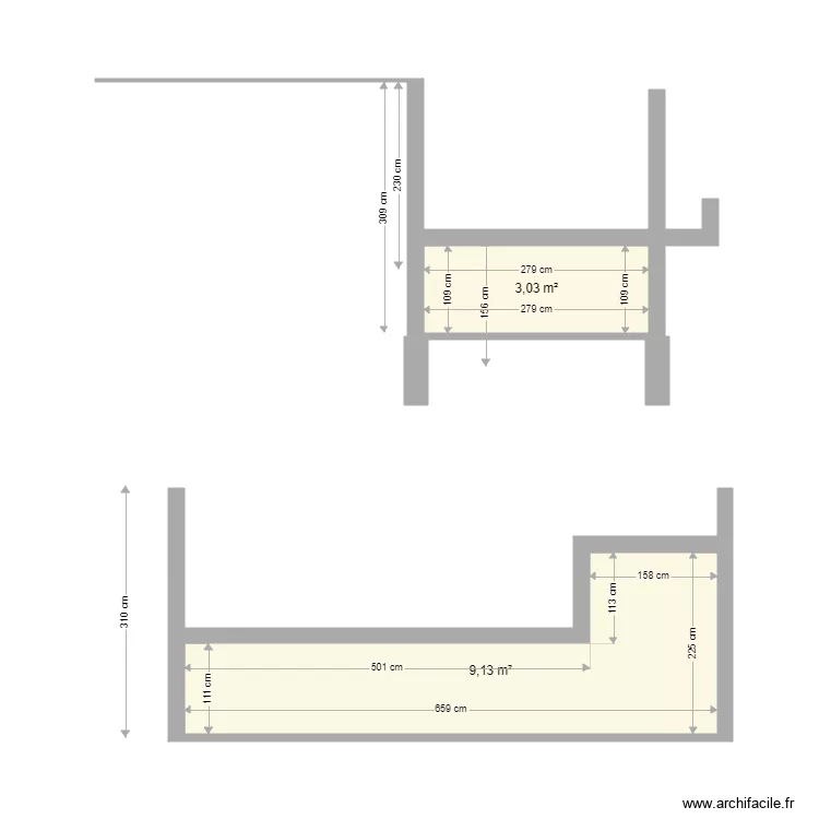 Piscine profil. Plan de 2  et 12 m²